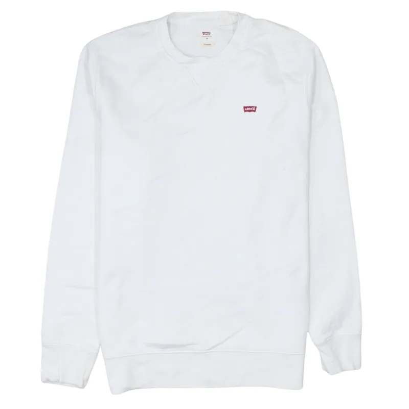 Levi's White Sweatshirt Men's Medium Small Box Logo Embroidered Crewneck Pullover Top made by Levi's