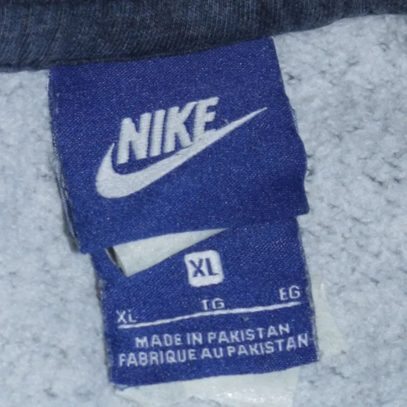 Nike Navy Blue Sweatshirt Men's XLarge Embroidered Chest Logo Crewneck Pullover Fleece Top sold by Vintage Club