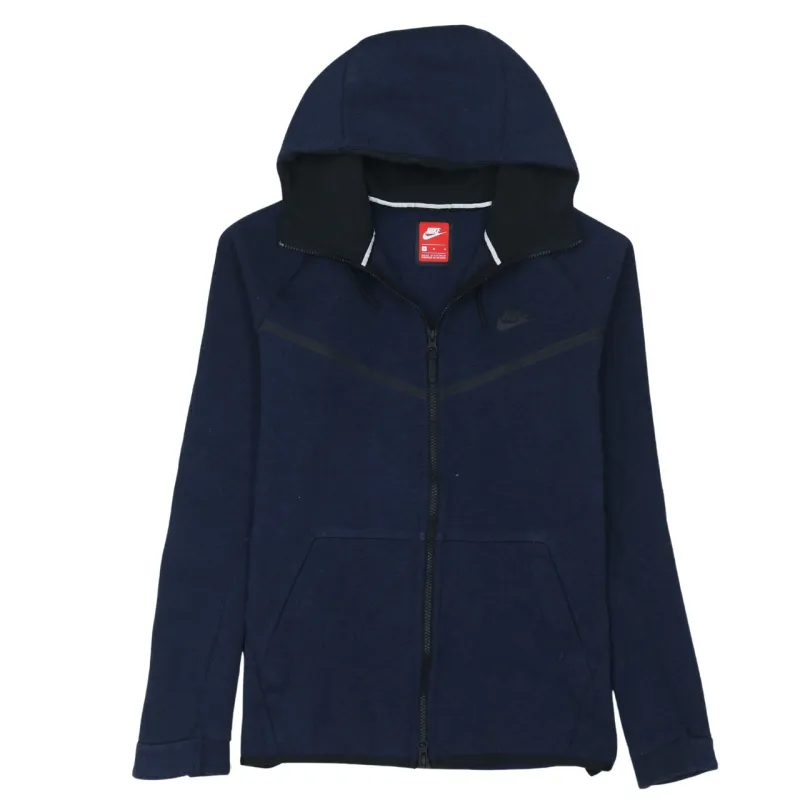 Nike Navy Blue Full Zip Hoodie Men's Medium Embroidered Logo Split Pocket Sweatshirt Top sold by Vintage Club