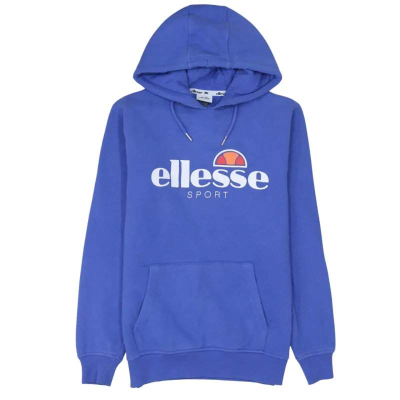 Ellesse Blue Hoodie Women’s Medium Printed Logo Front Pocket Pullover Sweatshirt sold by Vintage Club