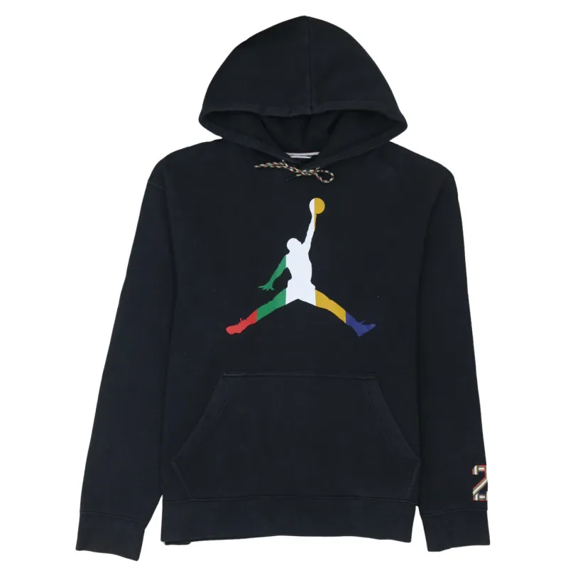 Jordan Black Hoodie Men’s Medium Printed Jumpman Logo Number 23 Sleeve Pullover Sweatshirt made by Jordan