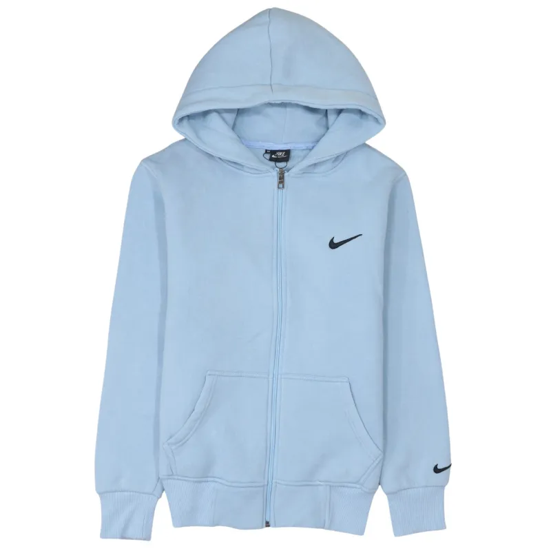 Nike Light Blue Full Zip Hoodie Women’s Medium Embroidered Swoosh Fleece Pullover Jacket sold by Vintage Club