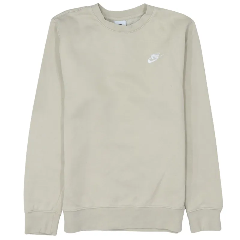 Nike Beige Cream Sweatshirt Men's XSmall Embroidered Swoosh Logo Crewneck Pullover Fleece Top made by Nike