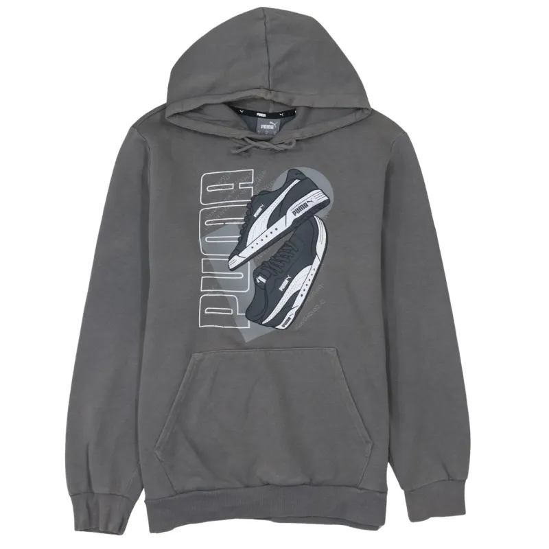 Puma Dark Grey Hoodie Men's Medium Printed Sneaker Graphic Front Pocket Pullover Sweatshirt sold by Vintage Club