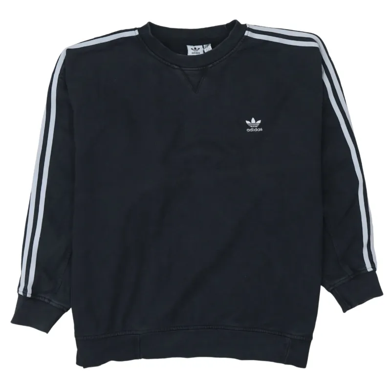 Adidas Black Sweatshirt Women’s XXXXL Three Stripe Sleeves Embroidered Trefoil Logo Pullover sold by Vintage Club