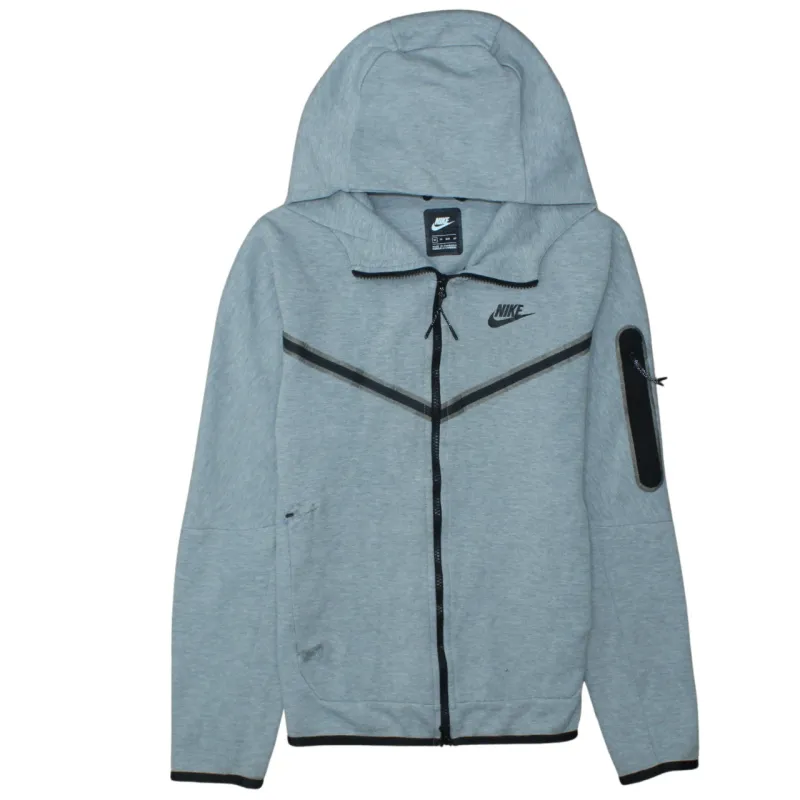 Nike Light Grey Hoodie Men's XSmall Full Zip Embroidered Logo Arm Zip Pocket Jacket sold by Vintage Club