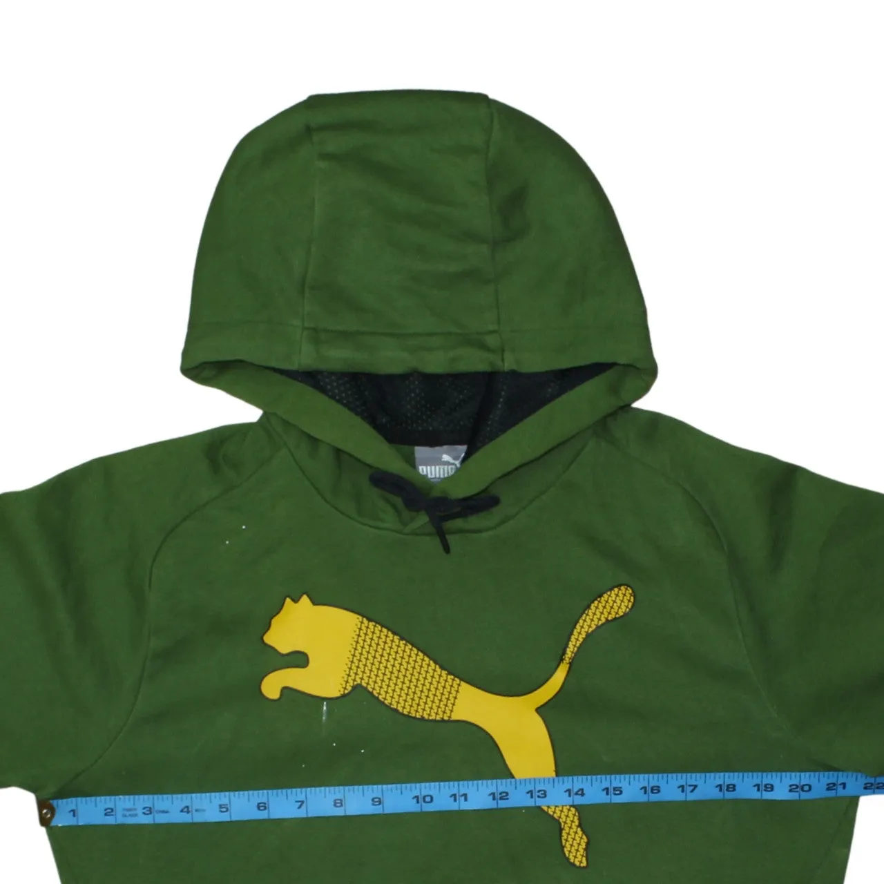 Puma Green Hoodie Men’s Small Printed Big Cat Logo Fleece Pullover Sweatshirt sold by Vintage Club product image thumbnail 5