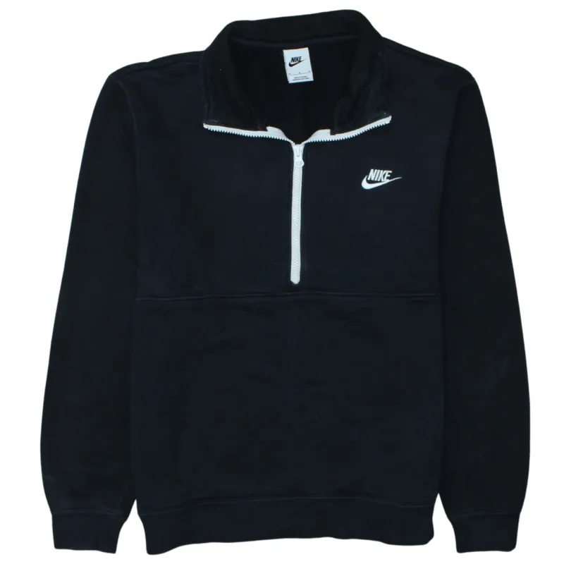 Nike Black Quarter Zip Sweatshirt Men's Medium Embroidered Swoosh Fleece Pullover Top sold by Vintage Club