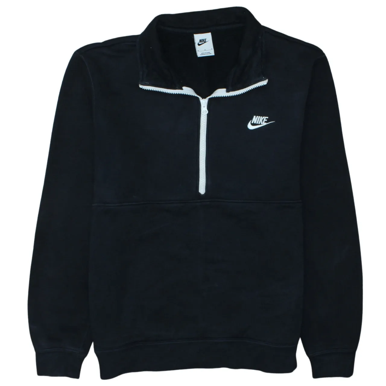 Nike Black Quarter Zip Sweatshirt Men's Medium Embroidered Swoosh Fleece Pullover Top sold by Vintage Club