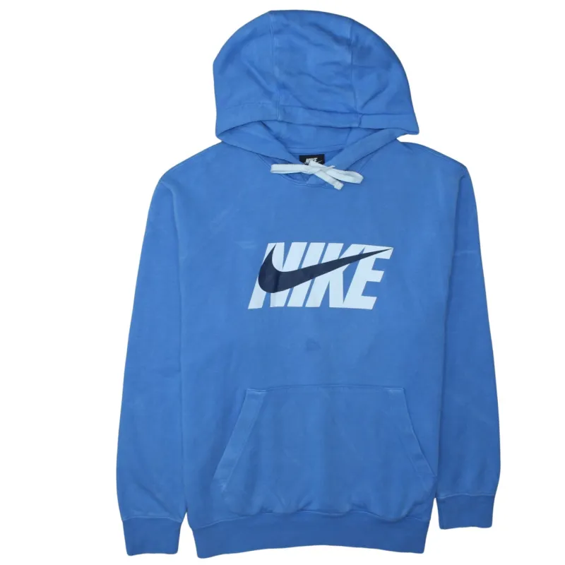Nike Blue Pullover Hoodie Men’s Large Printed Big Logo Front Pocket Fleece Sweatshirt sold by Vintage Club