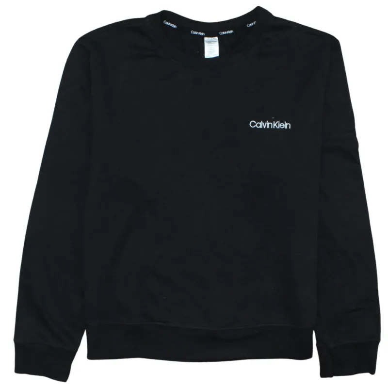 Calvin Klein Black Sweatshirt Men's XLarge Embroidered Chest Logo Ribbed Cuffs Crewneck Pullover made by Calvin Klein