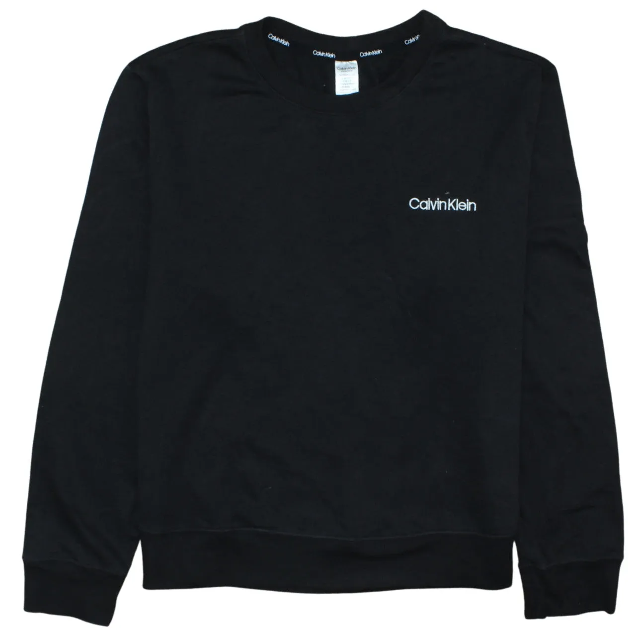 Calvin Klein Black Sweatshirt Men's XLarge Embroidered Chest Logo Ribbed Cuffs Crewneck Pullover sold by Vintage Club