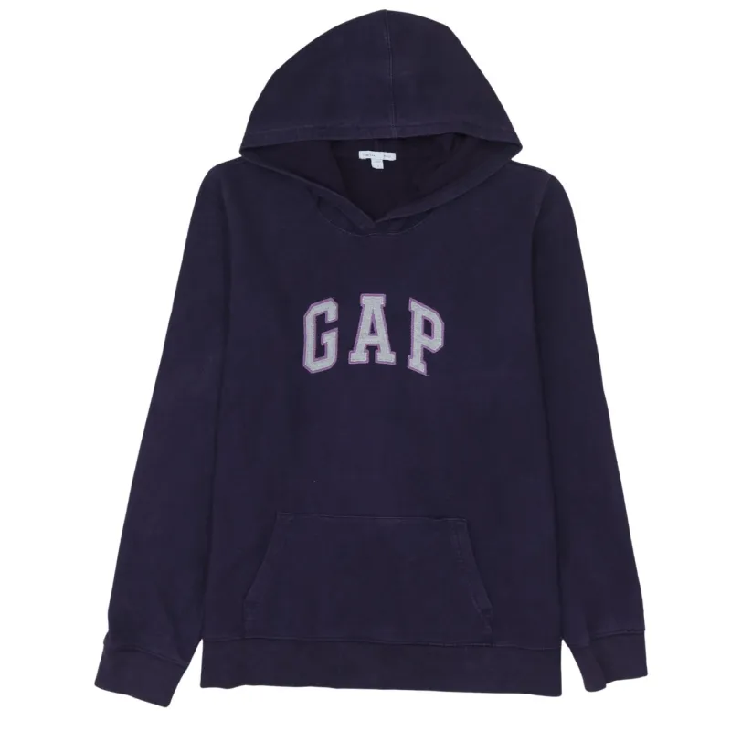 Gap Dark Purple Hoodie Women’s Large Embroidered Logo Front Pouch Pocket Pullover Sweatshirt made by GAP