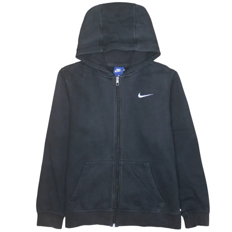 Nike Black Full Zip Hoodie Women’s XLarge Embroidered Swoosh Split Pocket Casual Sweatshirt sold by Vintage Club