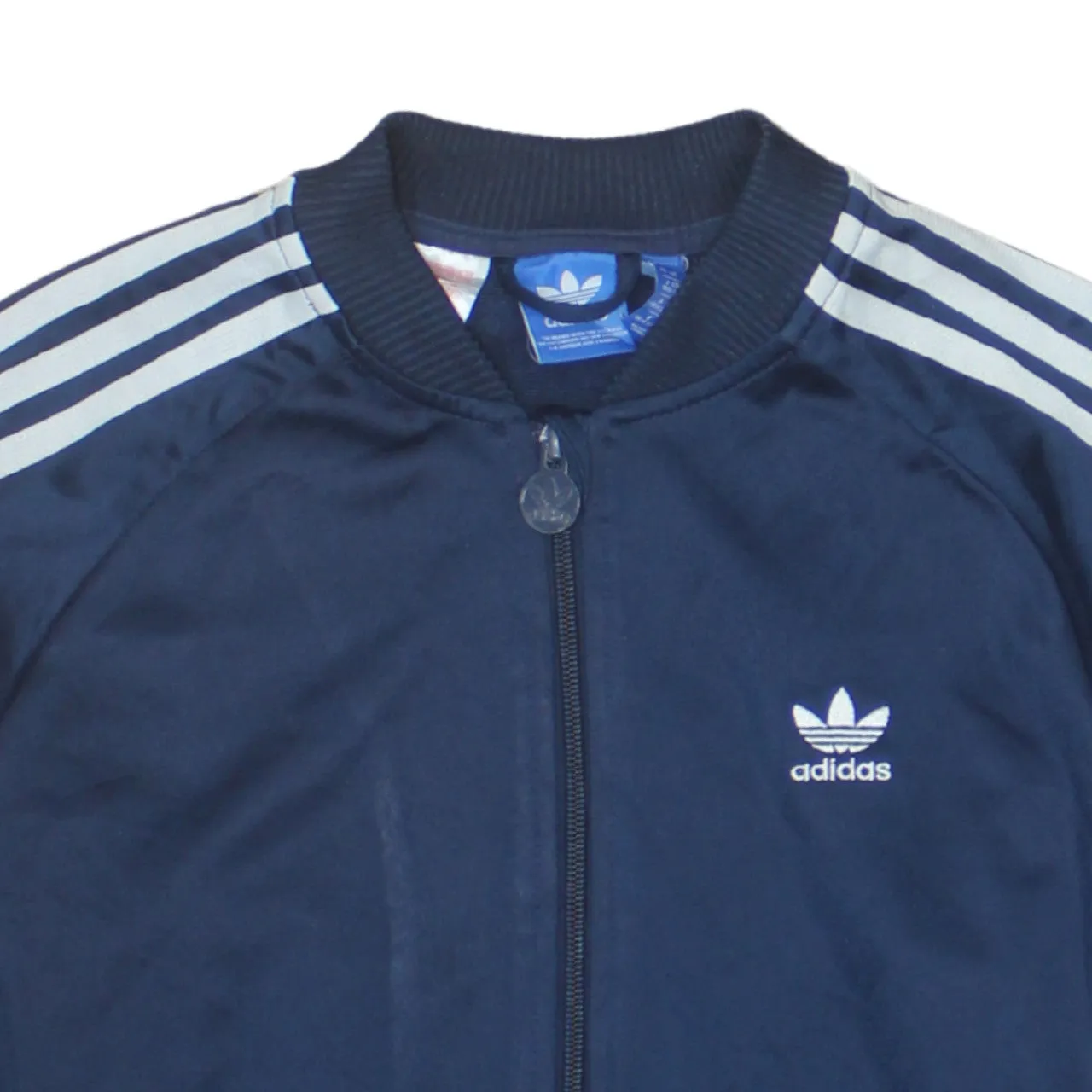 Adidas Navy Blue Track Jacket Women’s Large Trefoil Embroidered Logo Three Stripe Zip Top sold by Vintage Club product image thumbnail 3