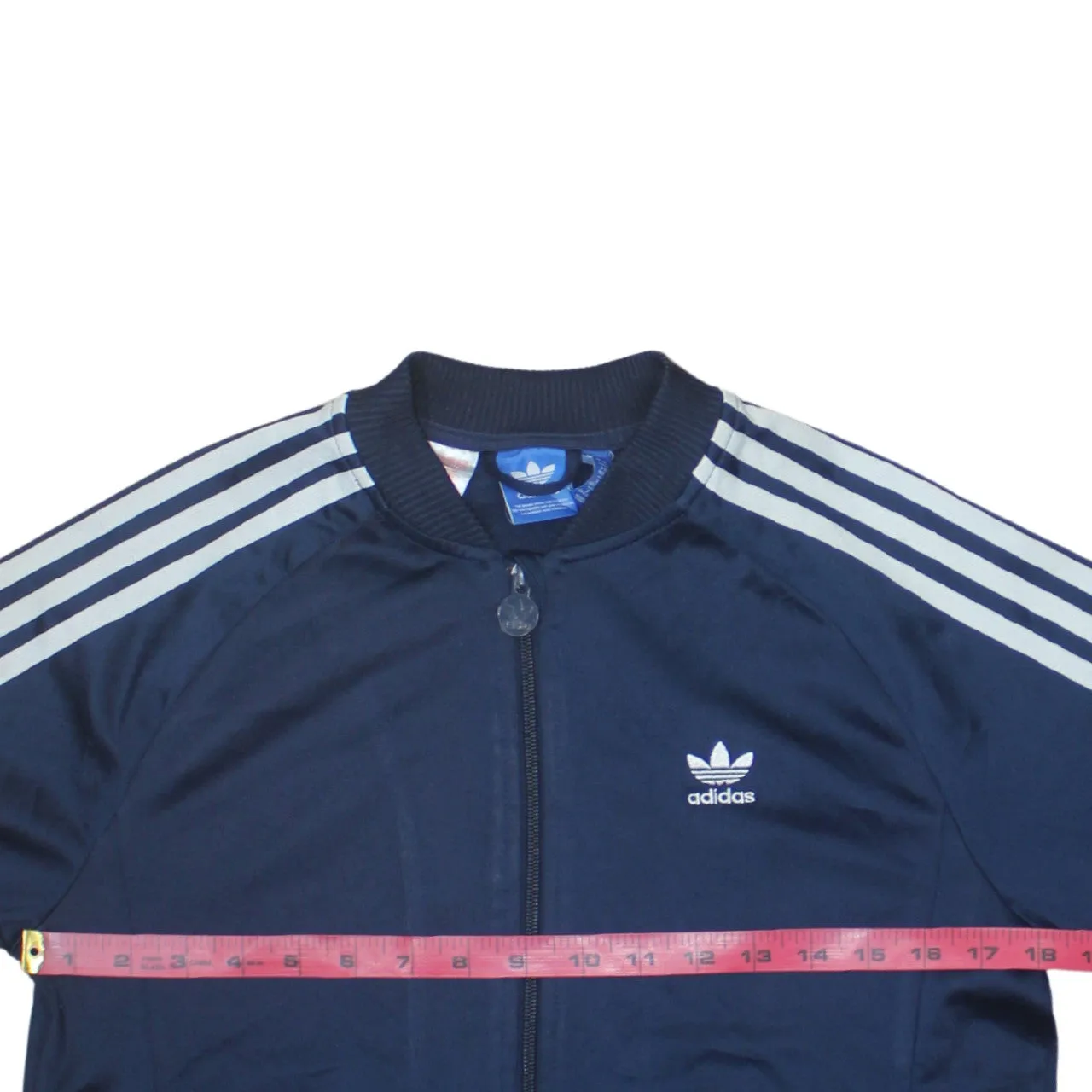 Adidas Navy Blue Track Jacket Women’s Large Trefoil Embroidered Logo Three Stripe Zip Top sold by Vintage Club product image thumbnail 5