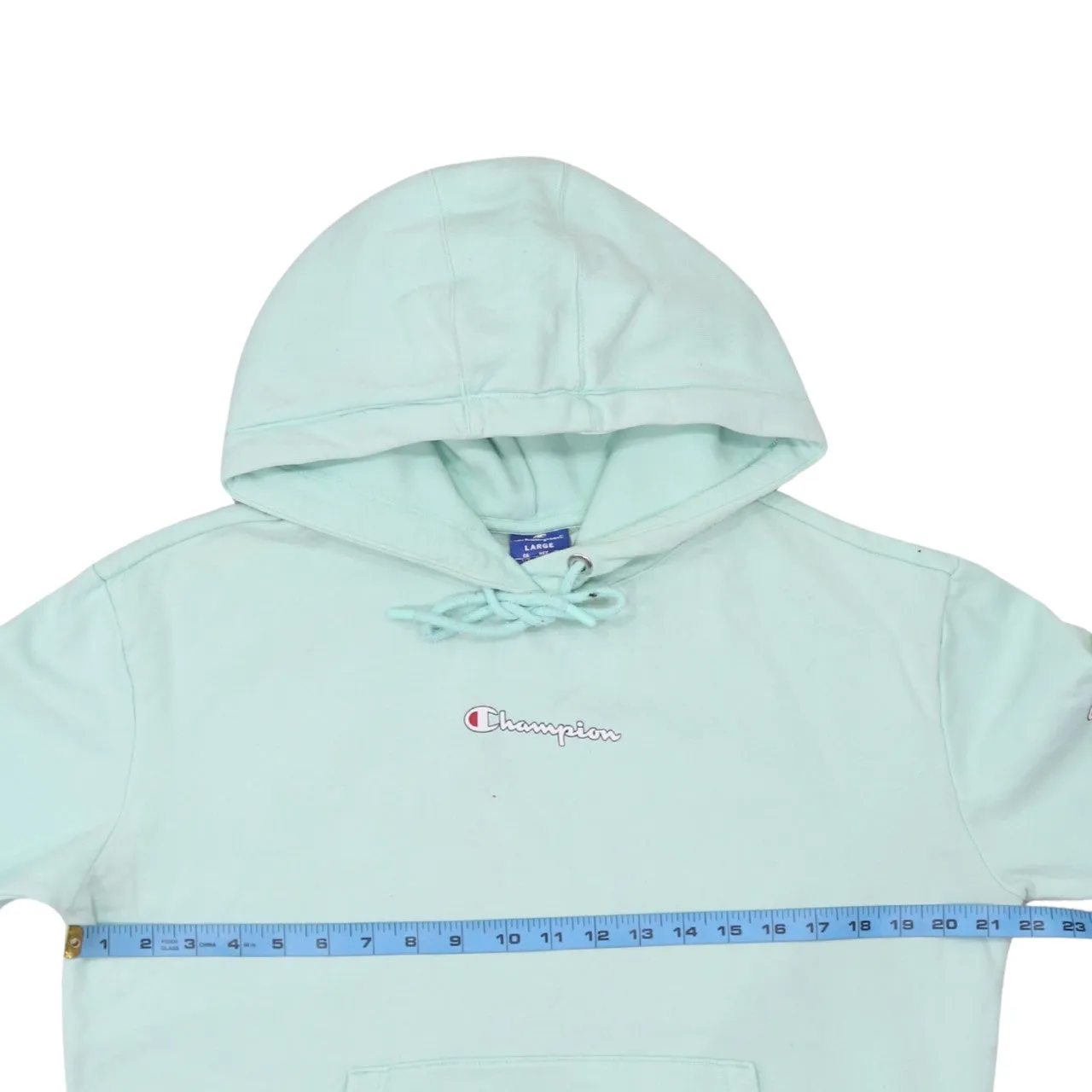 Champion Mint Green Hoodie Women's Large Embroidered Logo Sleeve Branding Pullover Sweatshirt sold by Vintage Club product image thumbnail 5