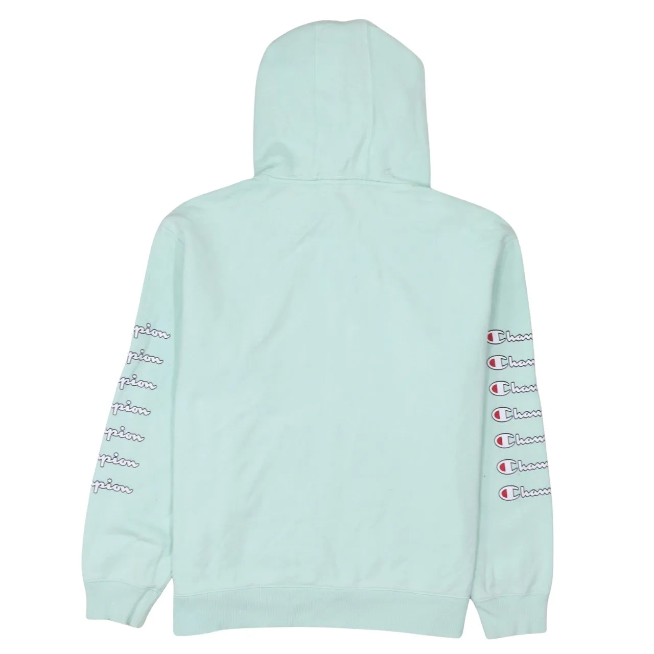 Champion Mint Green Hoodie Women's Large Embroidered Logo Sleeve Branding Pullover Sweatshirt sold by Vintage Club product image thumbnail 2