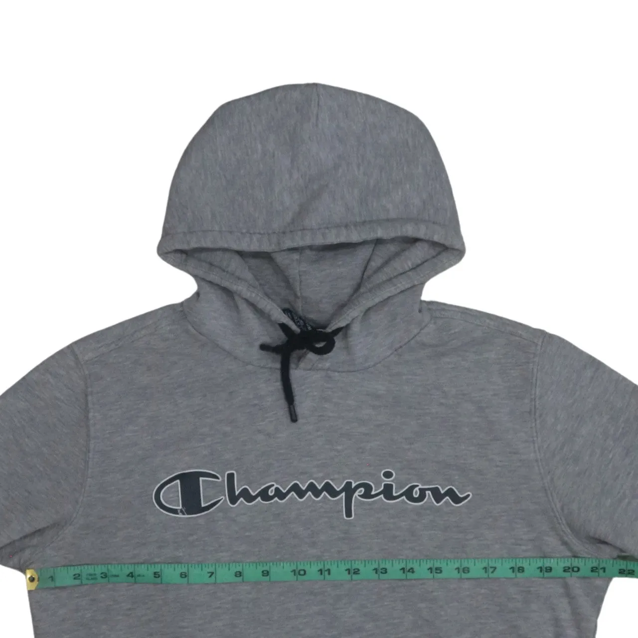 Champion Grey Hoodie Women's Medium Printed Script Logo Front Pocket Pullover Sweatshirt sold by Vintage Club product image thumbnail 5