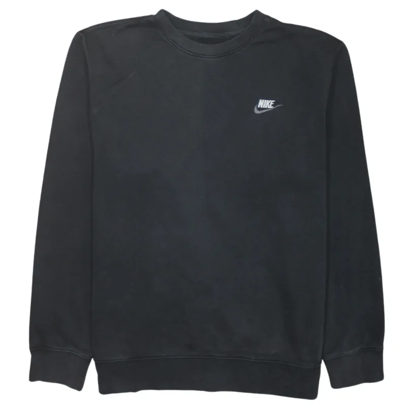Nike Black Sweatshirt Men's Medium Embroidered Chest Swoosh Logo Crewneck Pullover Top sold by Vintage Club