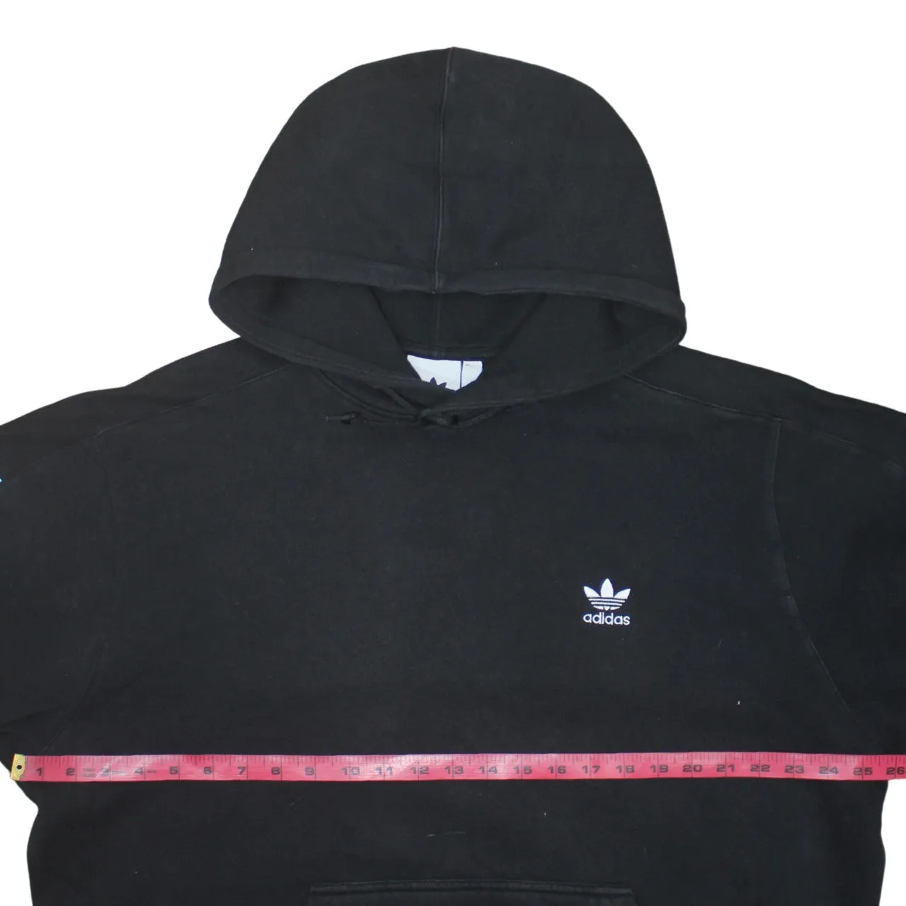 Adidas Black Hoodie Men's Large Trefoil Embroidered Logo Three Stripe Sleeve Pullover Sweatshirt sold by Vintage Club product image thumbnail 5