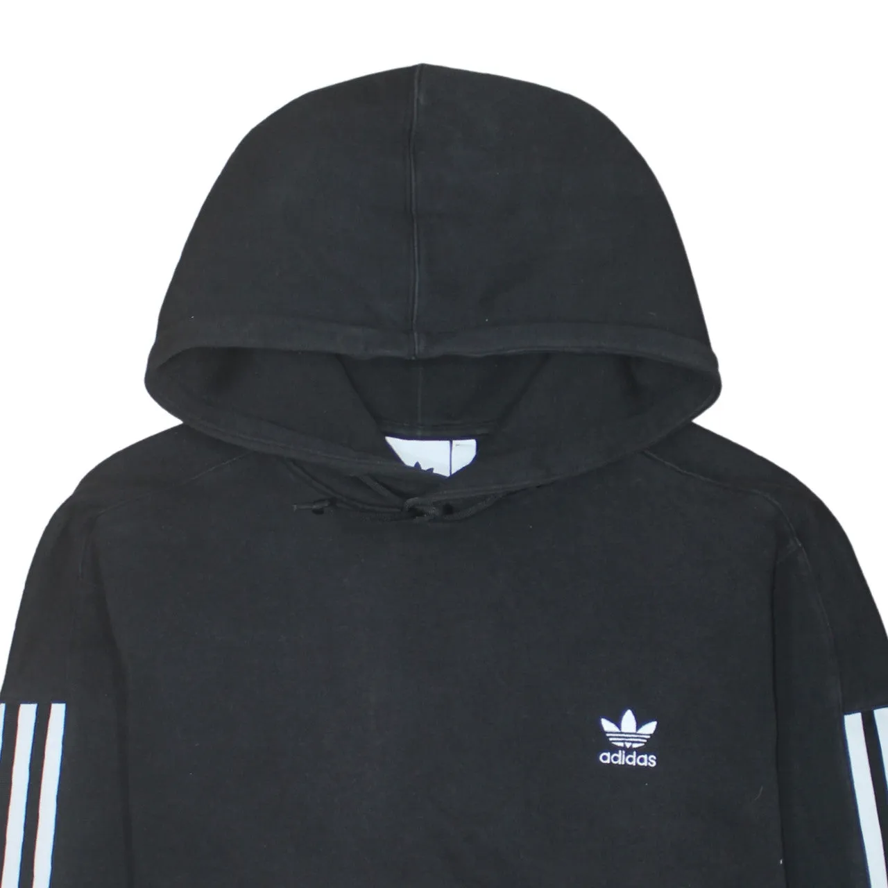 Adidas Black Hoodie Men's Large Trefoil Embroidered Logo Three Stripe Sleeve Pullover Sweatshirt sold by Vintage Club product image thumbnail 3