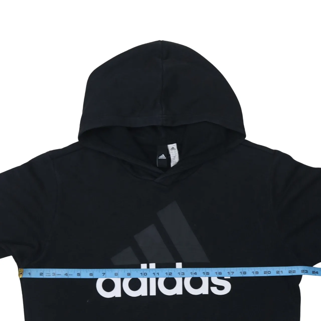 Adidas Black Hoodie Women’s Large Printed Logo Front Pocket Pullover Sweatshirt sold by Vintage Club product image thumbnail 5