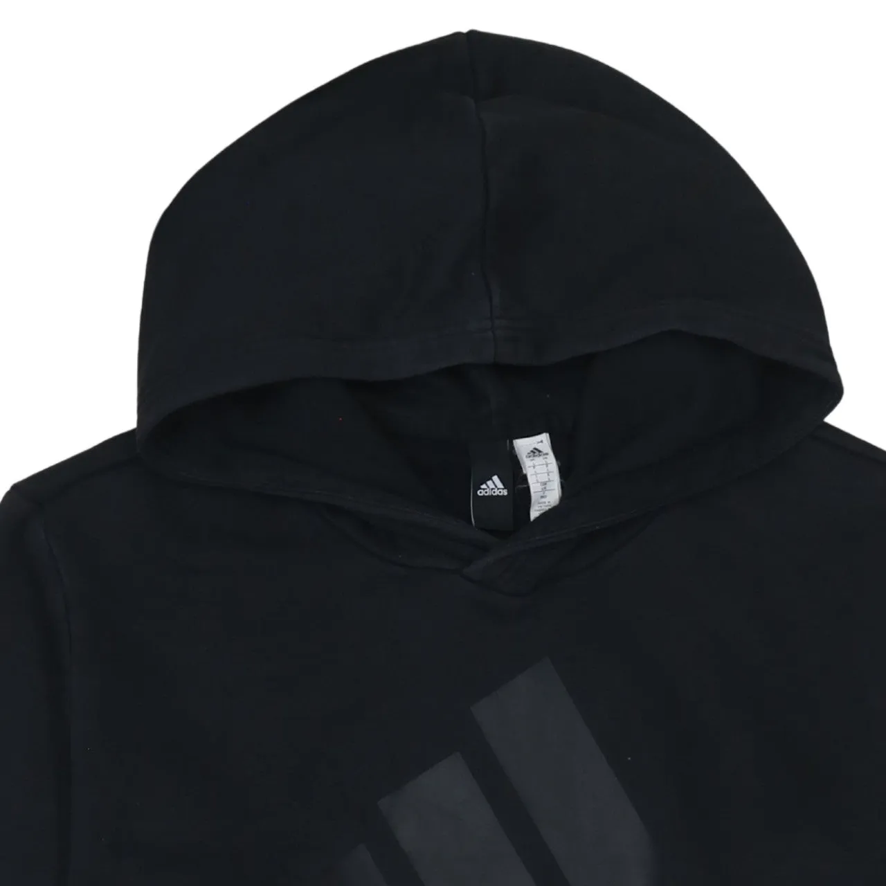 Adidas Black Hoodie Women’s Large Printed Logo Front Pocket Pullover Sweatshirt sold by Vintage Club product image thumbnail 3