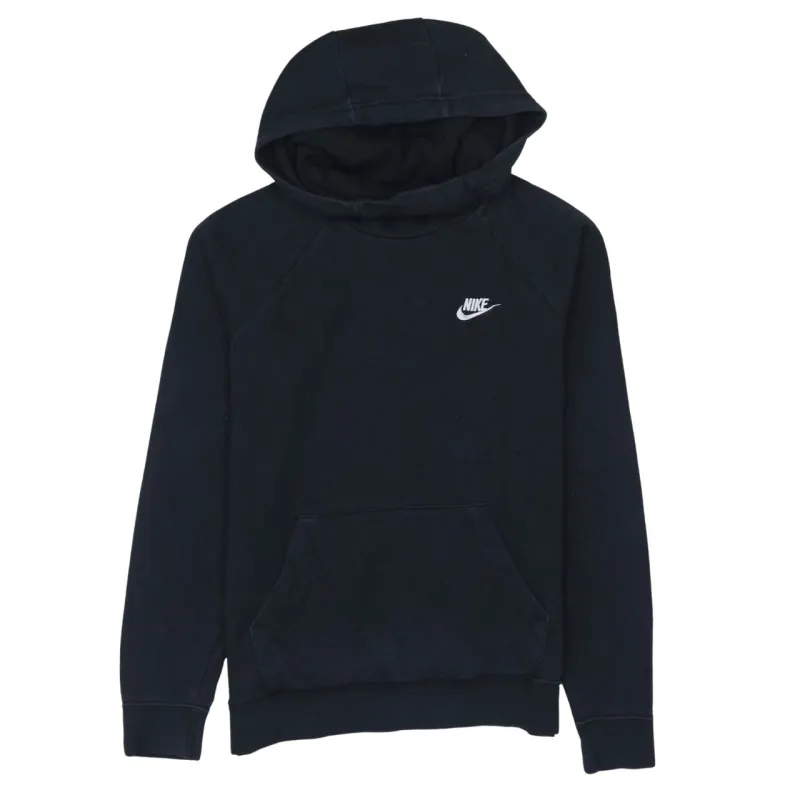 Nike Black Hoodie Men's Small Embroidered Swoosh Logo Front Pocket Pullover Sweatshirt sold by Vintage Club