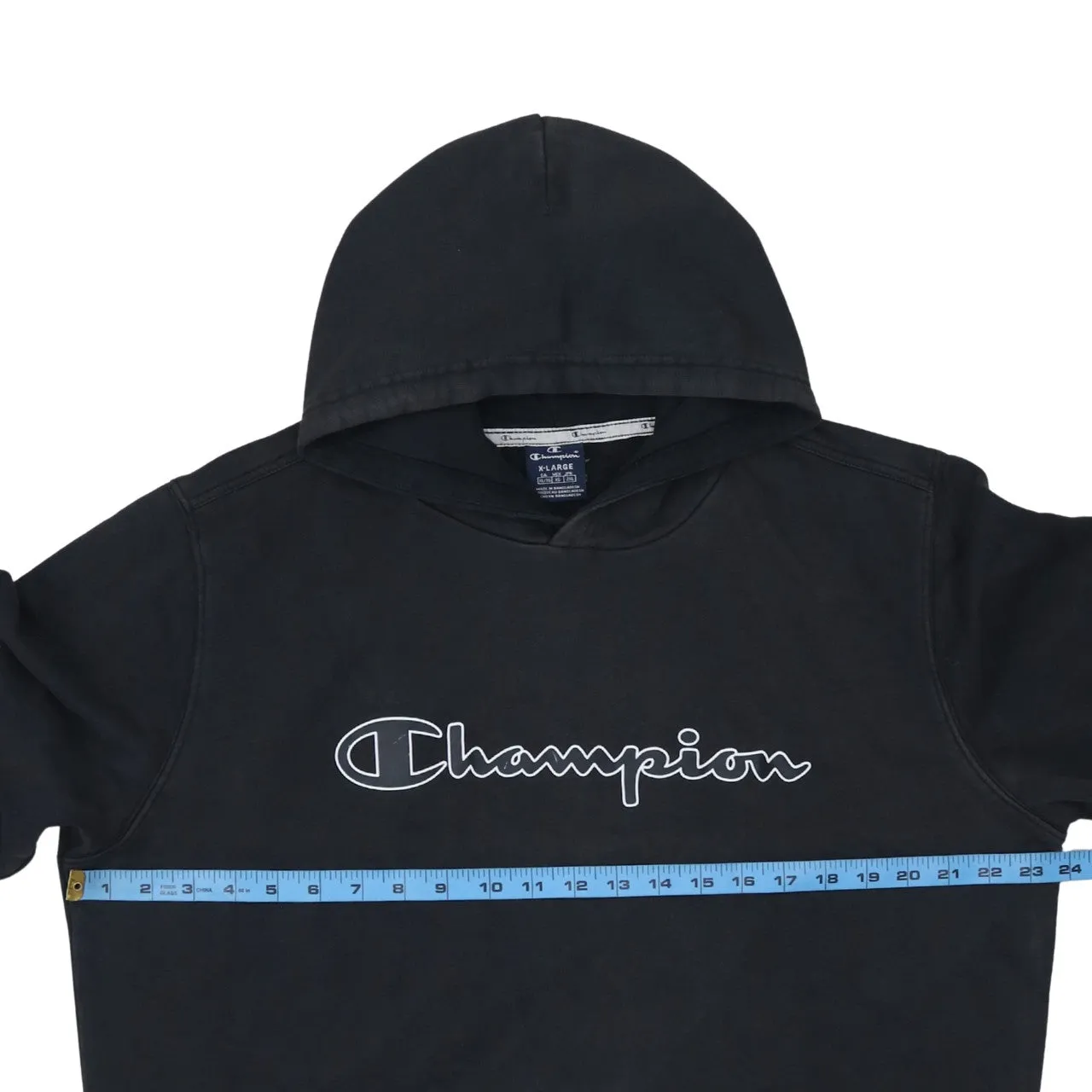 Champion Black Hoodie Women’s XLarge Embroidered Script Logo Front Pocket Pullover Sweatshirt sold by Vintage Club product image thumbnail 5