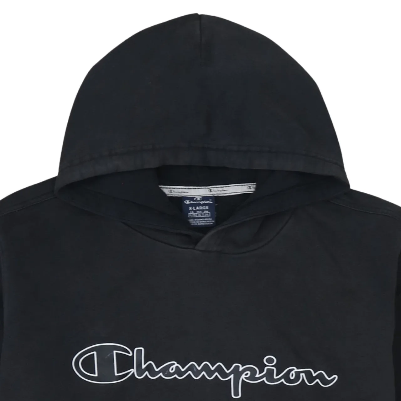 Champion Black Hoodie Women’s XLarge Embroidered Script Logo Front Pocket Pullover Sweatshirt sold by Vintage Club product image thumbnail 3