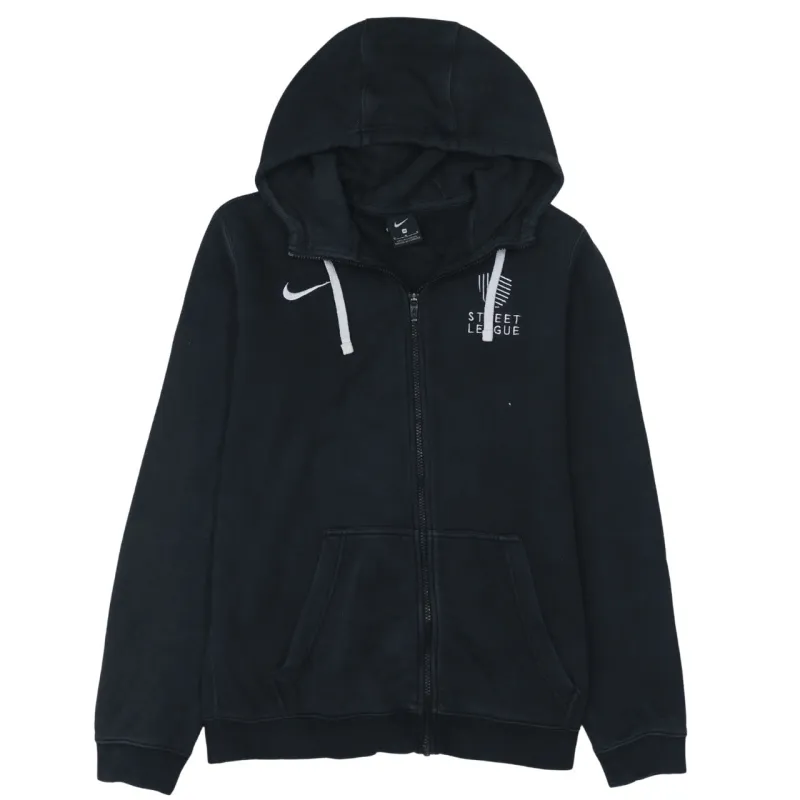 Nike Black Full Zip Hoodie Women's Medium Embroidered Swoosh Street League Sweatshirt made by Nike