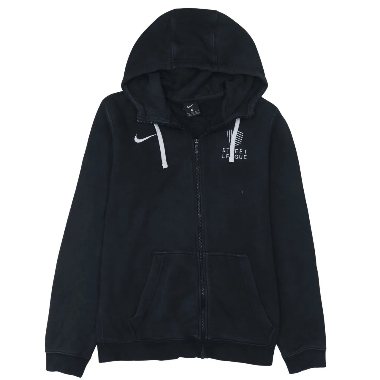 Nike Black Full Zip Hoodie Women's Medium Embroidered Swoosh Street League Sweatshirt sold by Vintage Club