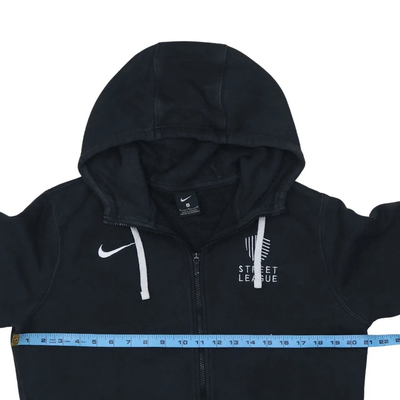 Nike Black Full Zip Hoodie Women's Medium Embroidered Swoosh Street League Sweatshirt sold by Vintage Club product image thumbnail 5