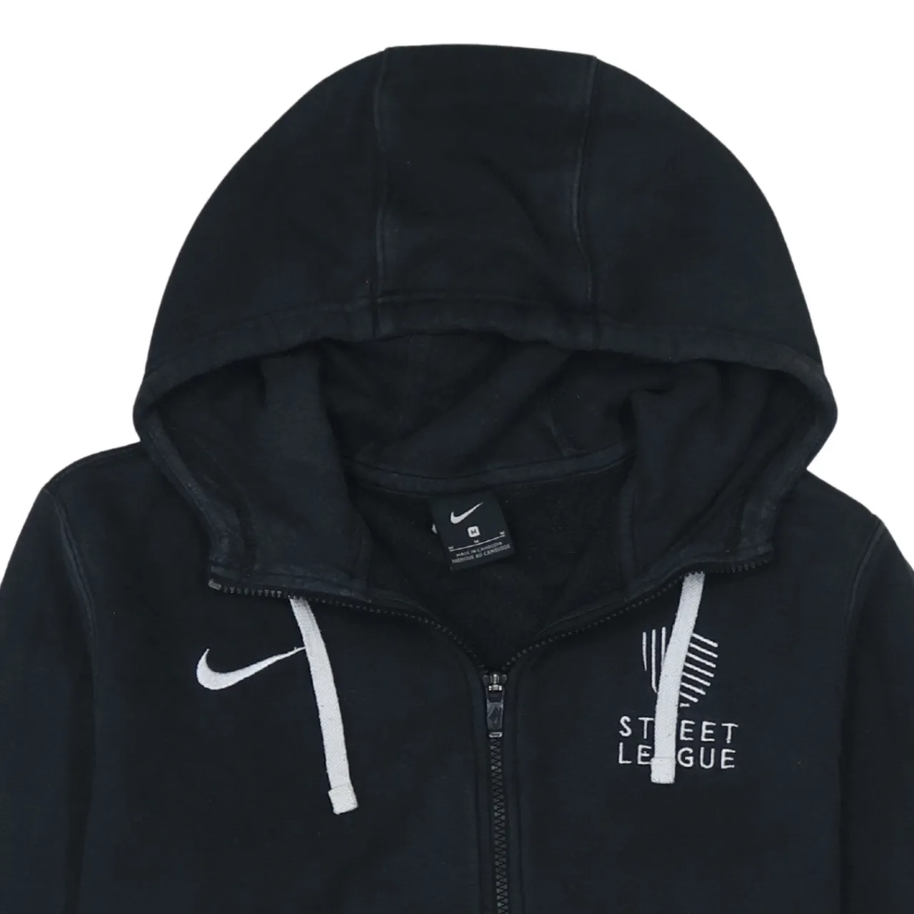 Nike Black Full Zip Hoodie Women's Medium Embroidered Swoosh Street League Sweatshirt sold by Vintage Club product image thumbnail 3