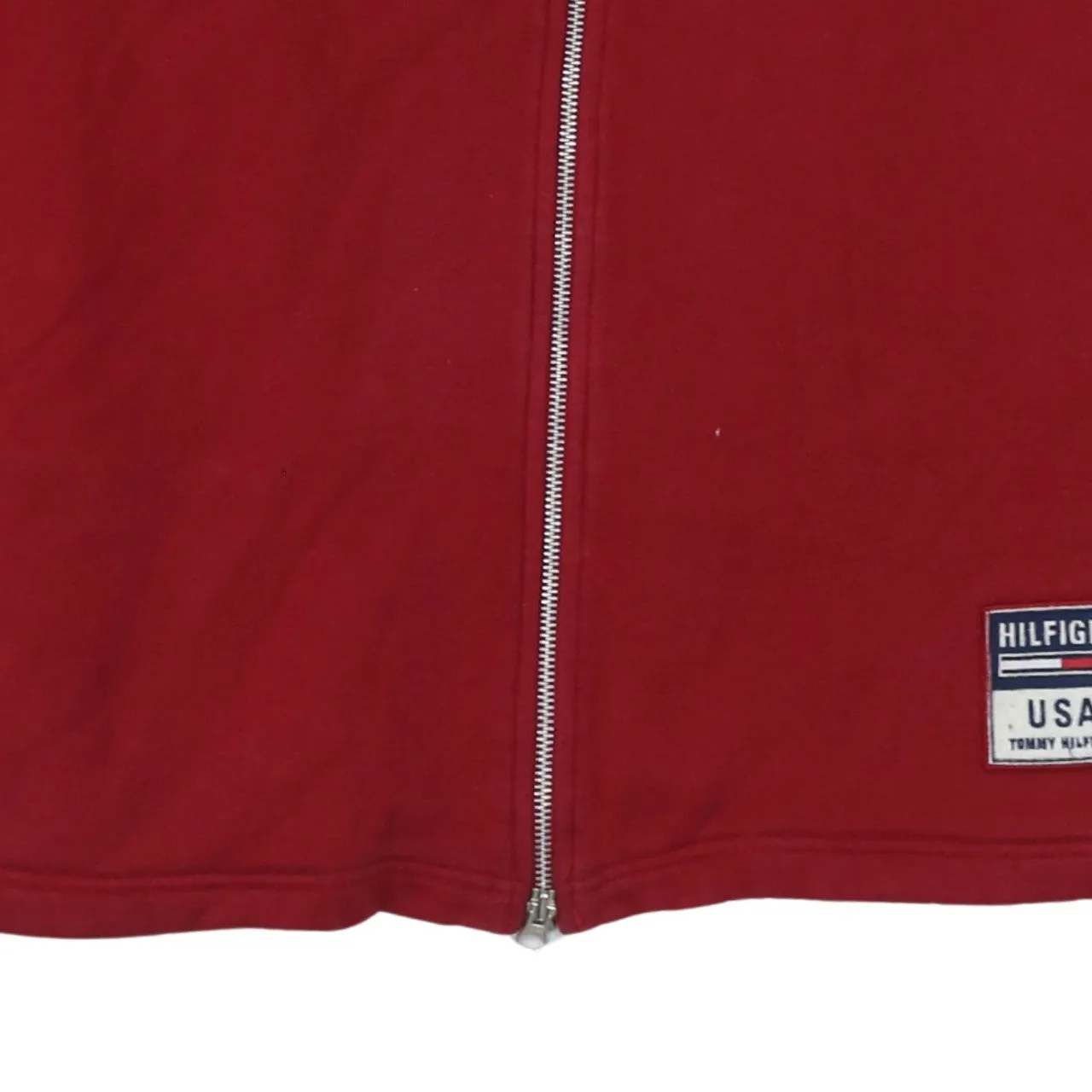 Tommy Hilfiger Burgundy Red Full Zip Sweatshirt Men's Medium Embroidered Logo Flag Back Fleece Jacket sold by Vintage Club product image thumbnail 4
