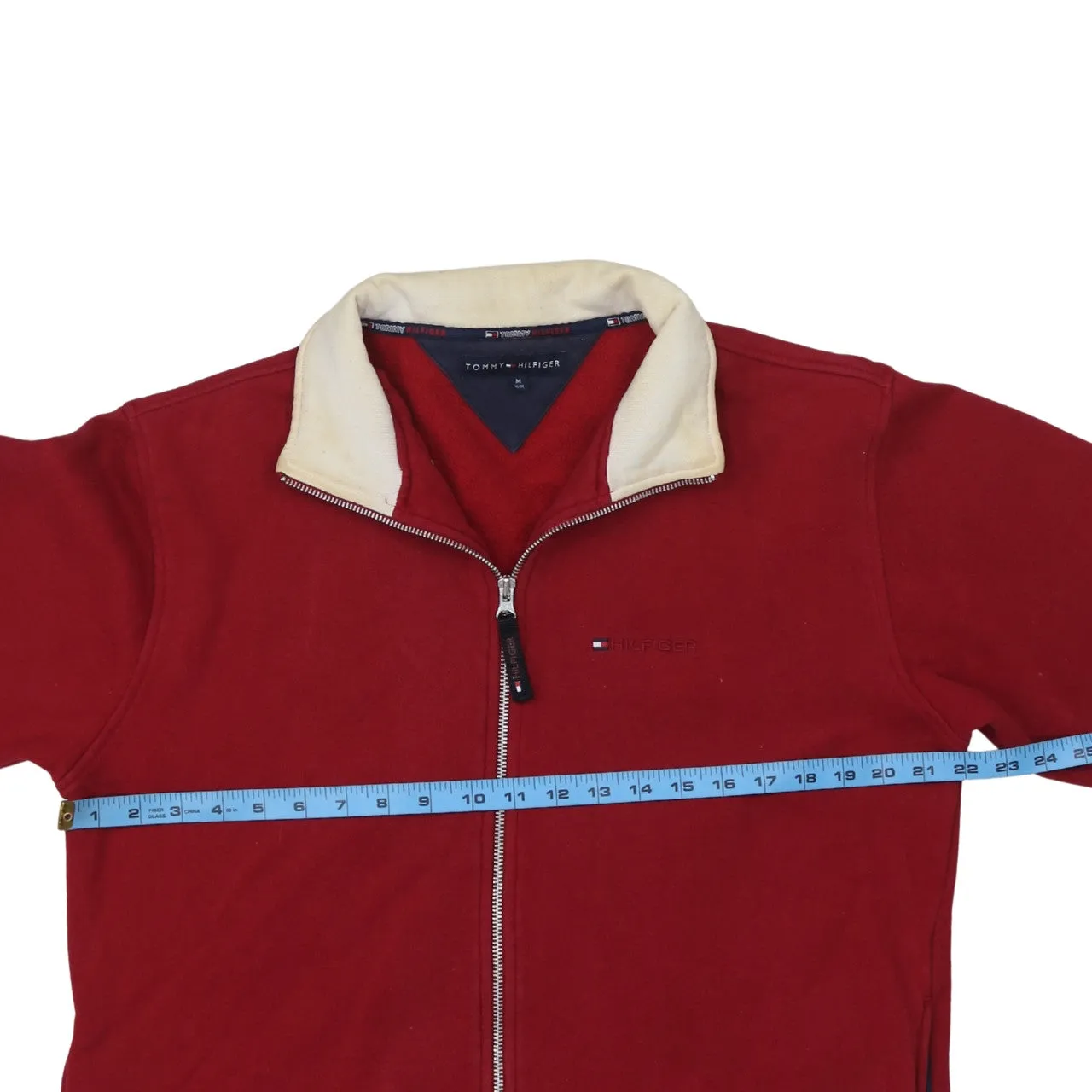 Tommy Hilfiger Burgundy Red Full Zip Sweatshirt Men's Medium Embroidered Logo Flag Back Fleece Jacket sold by Vintage Club product image thumbnail 5