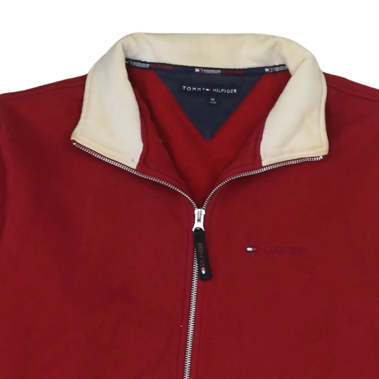 Tommy Hilfiger Burgundy Red Full Zip Sweatshirt Men's Medium Embroidered Logo Flag Back Fleece Jacket sold by Vintage Club product image thumbnail 3