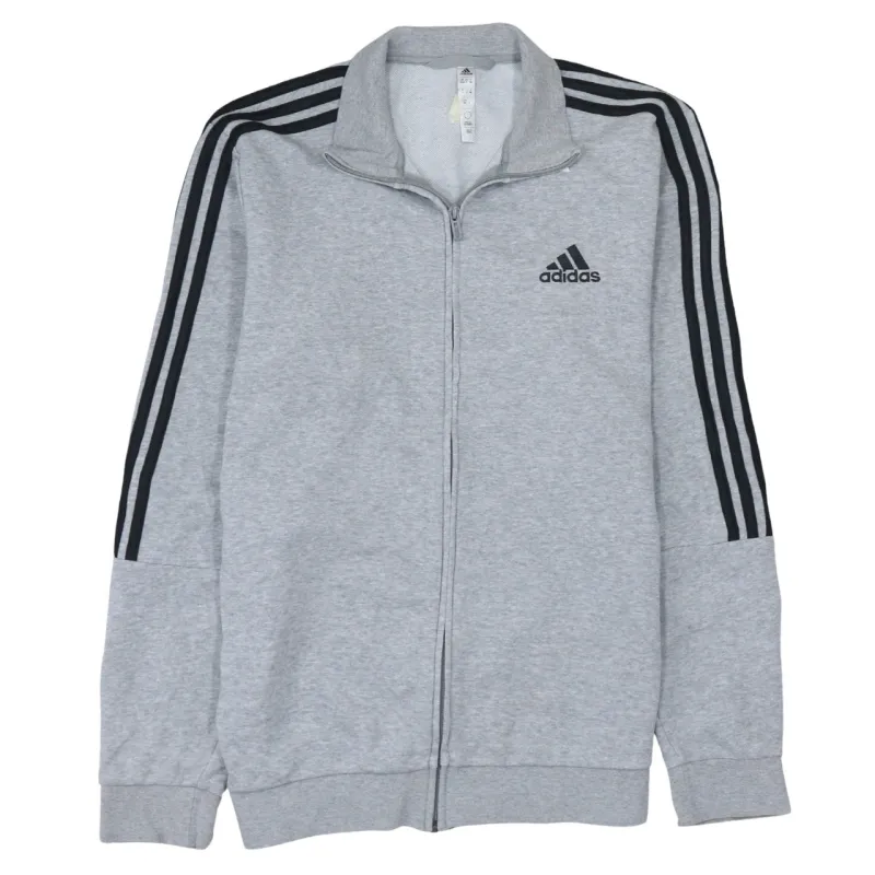 Adidas Light Grey Track Jacket Men's Medium Full Zip Three Stripe Embroidered Logo Top sold by Vintage Club