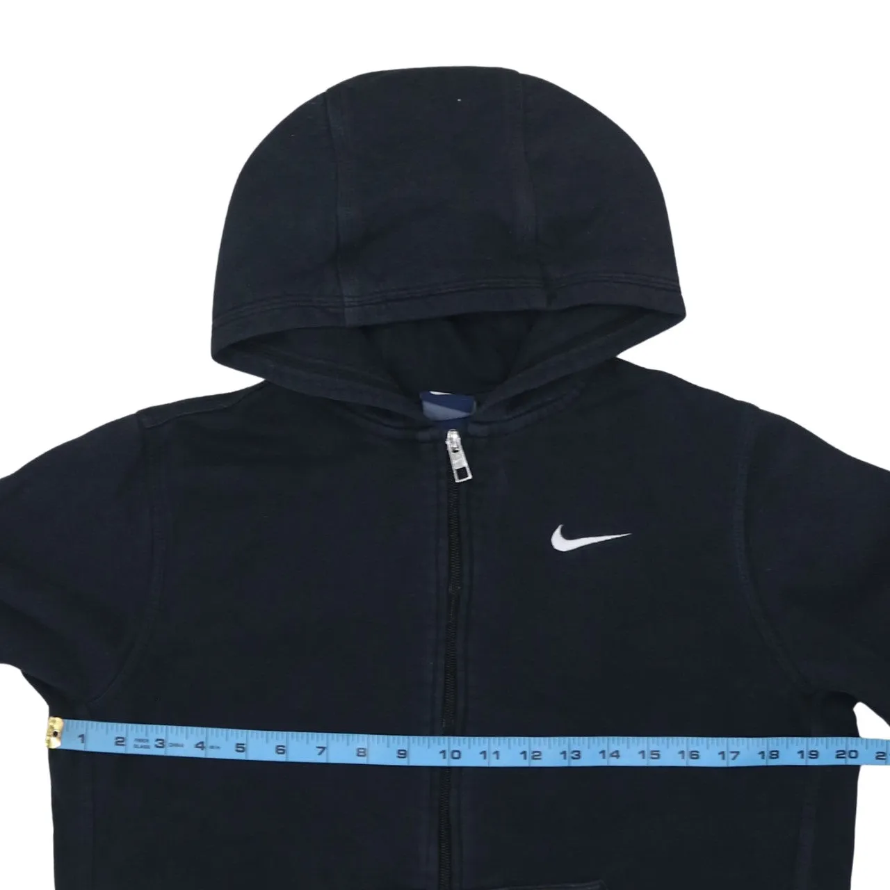 Nike Black Zip Hoodie Women’s XLarge Embroidered Swoosh Split Pocket Fleece Sweatshirt sold by Vintage Club product image thumbnail 5