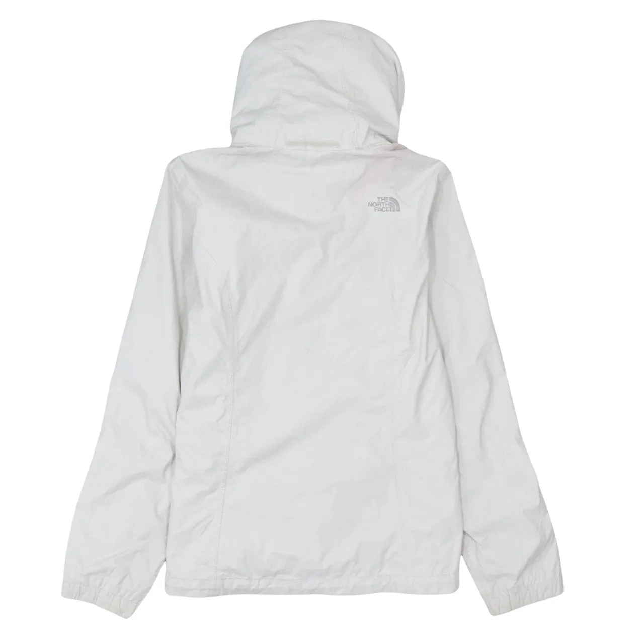 The North Face Off White Hooded Jacket Women’s Medium Embroidered Logo Zip Pockets Windbreaker sold by Vintage Club product image thumbnail 2