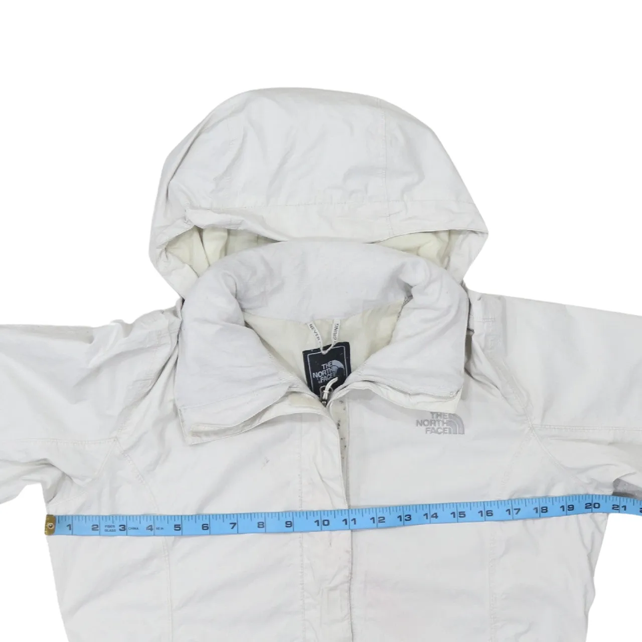 The North Face Off White Hooded Jacket Women’s Medium Embroidered Logo Zip Pockets Windbreaker sold by Vintage Club product image thumbnail 5