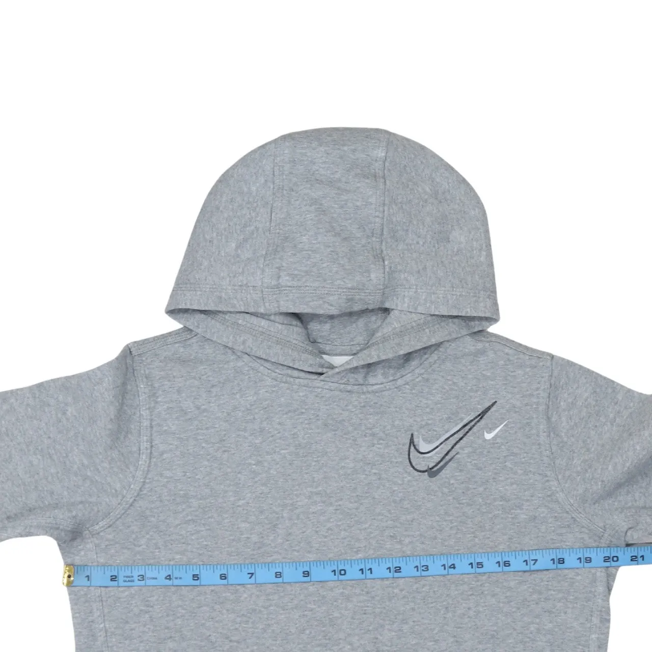 Nike Grey Hoodie Women’s XLarge Printed Swoosh Logo Front Pocket Pullover Sweatshirt sold by Vintage Club product image thumbnail 5