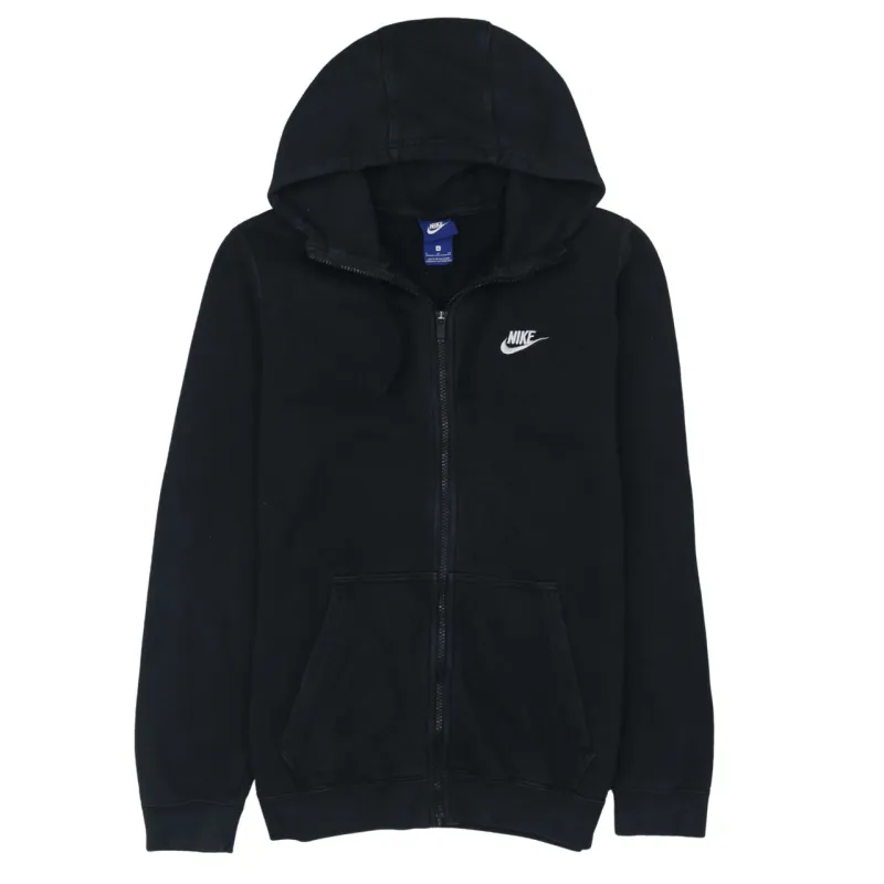 Nike Black Full Zip Hoodie Men’s Small Embroidered Swoosh Split Pocket Sweatshirt sold by Vintage Club