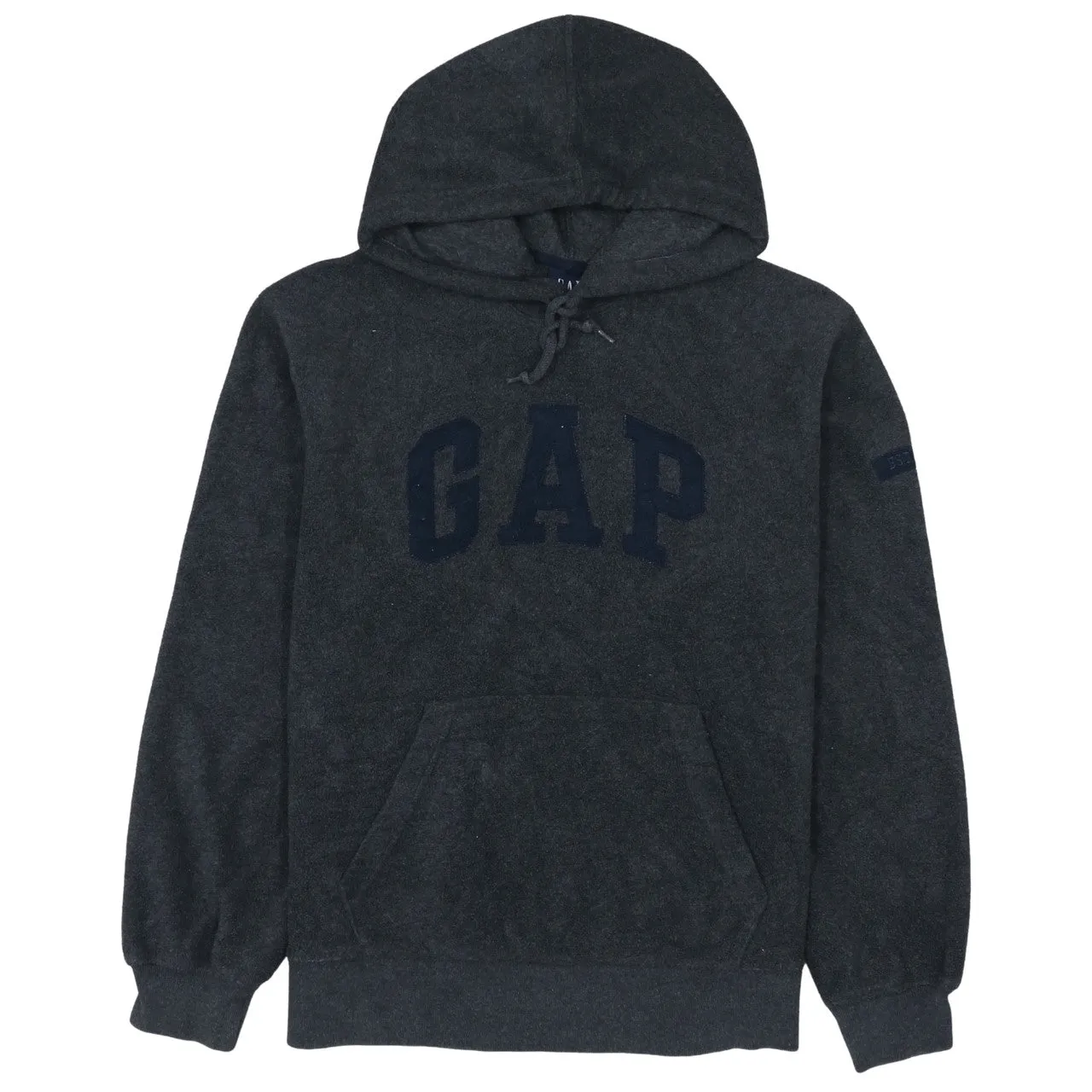Gap Charcoal Grey Hoodie Men's XSmall Embroidered Logo Front Pouch Fleece Pullover Sweatshirt sold by Vintage Club