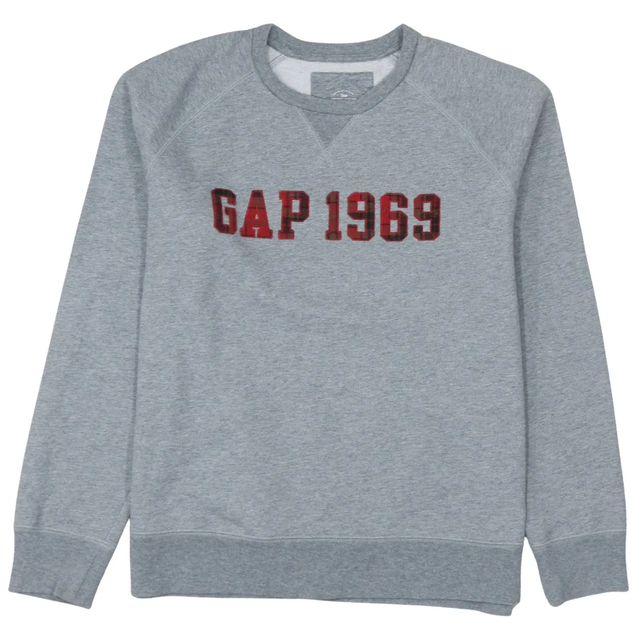 Gap Grey Sweatshirt Men's Large Printed GAP 1969 Logo Raglan Sleeves Pullover Fleece Top sold by Vintage Club