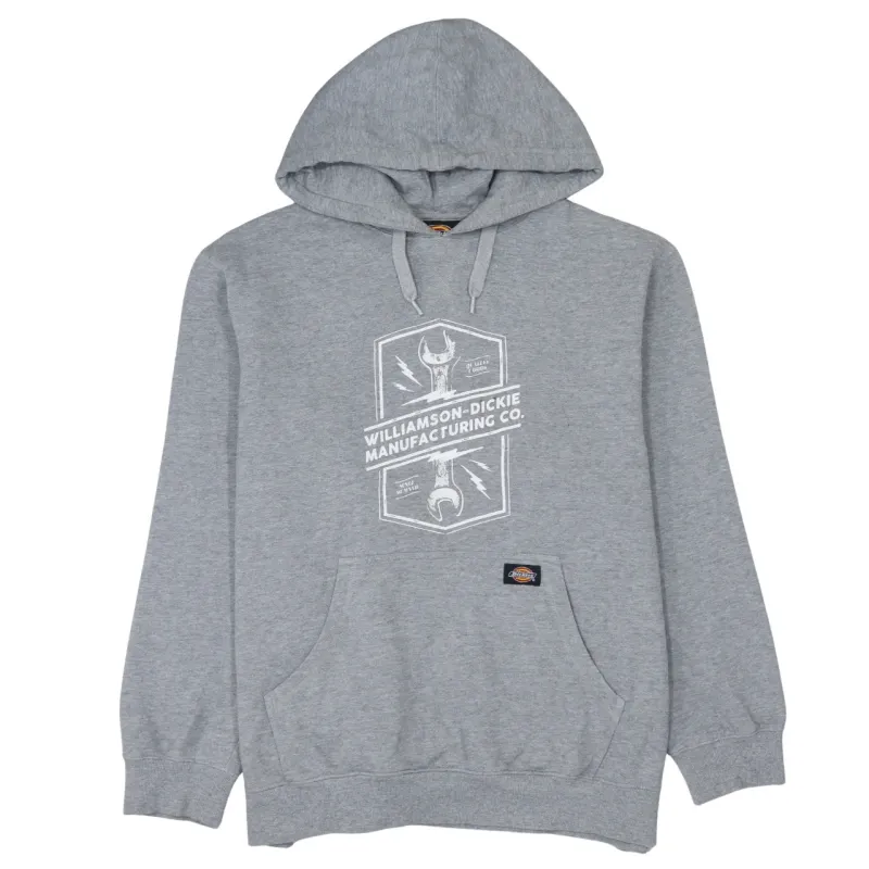 Dickies Grey Hoodie Women’s XLarge Printed Front Logo Pouch Pocket Pullover Sweatshirt made by Dickies