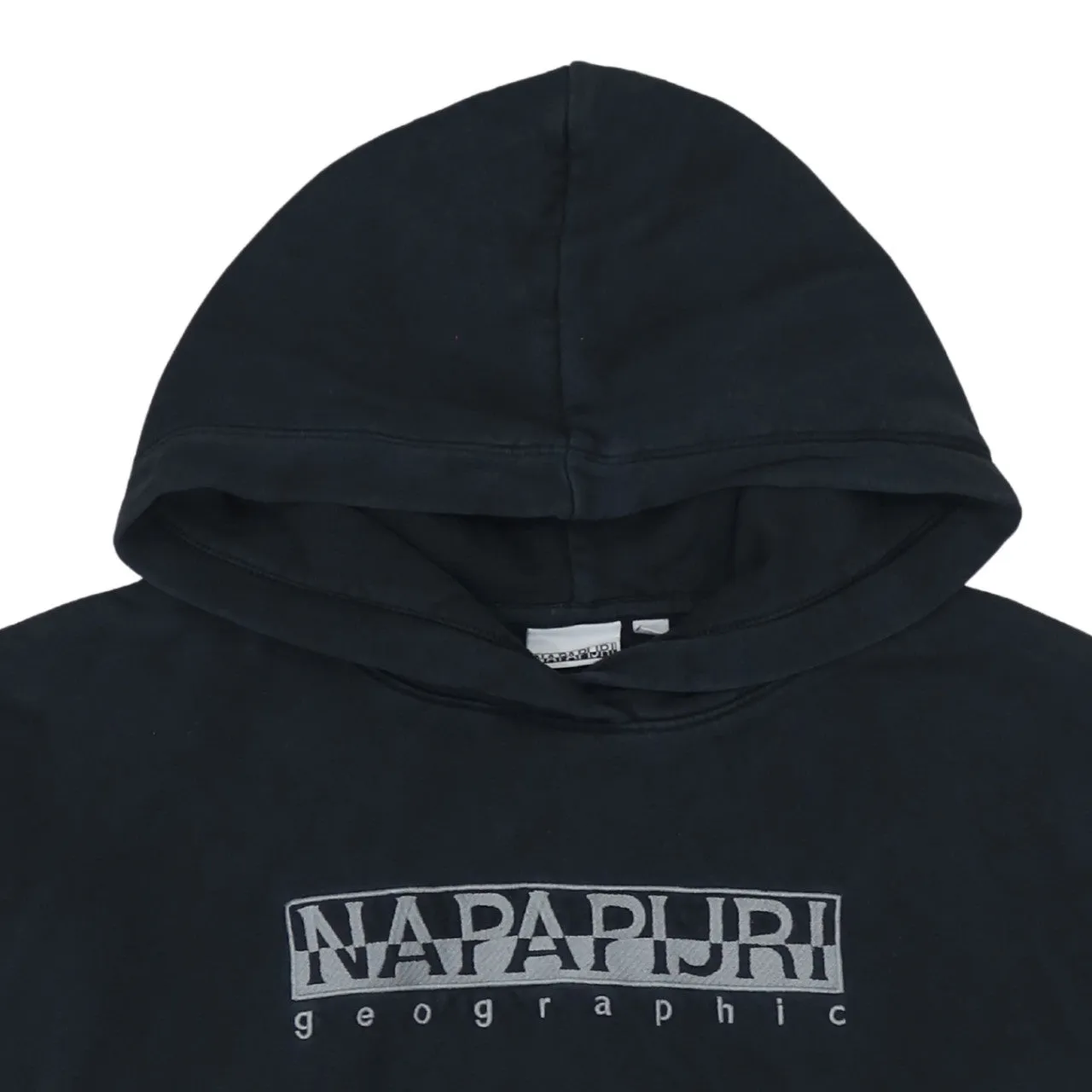 Napapijri Black Hoodie Men's Large Printed Logo Pullover Fleece Casual Sweatshirt sold by Vintage Club product image thumbnail 3