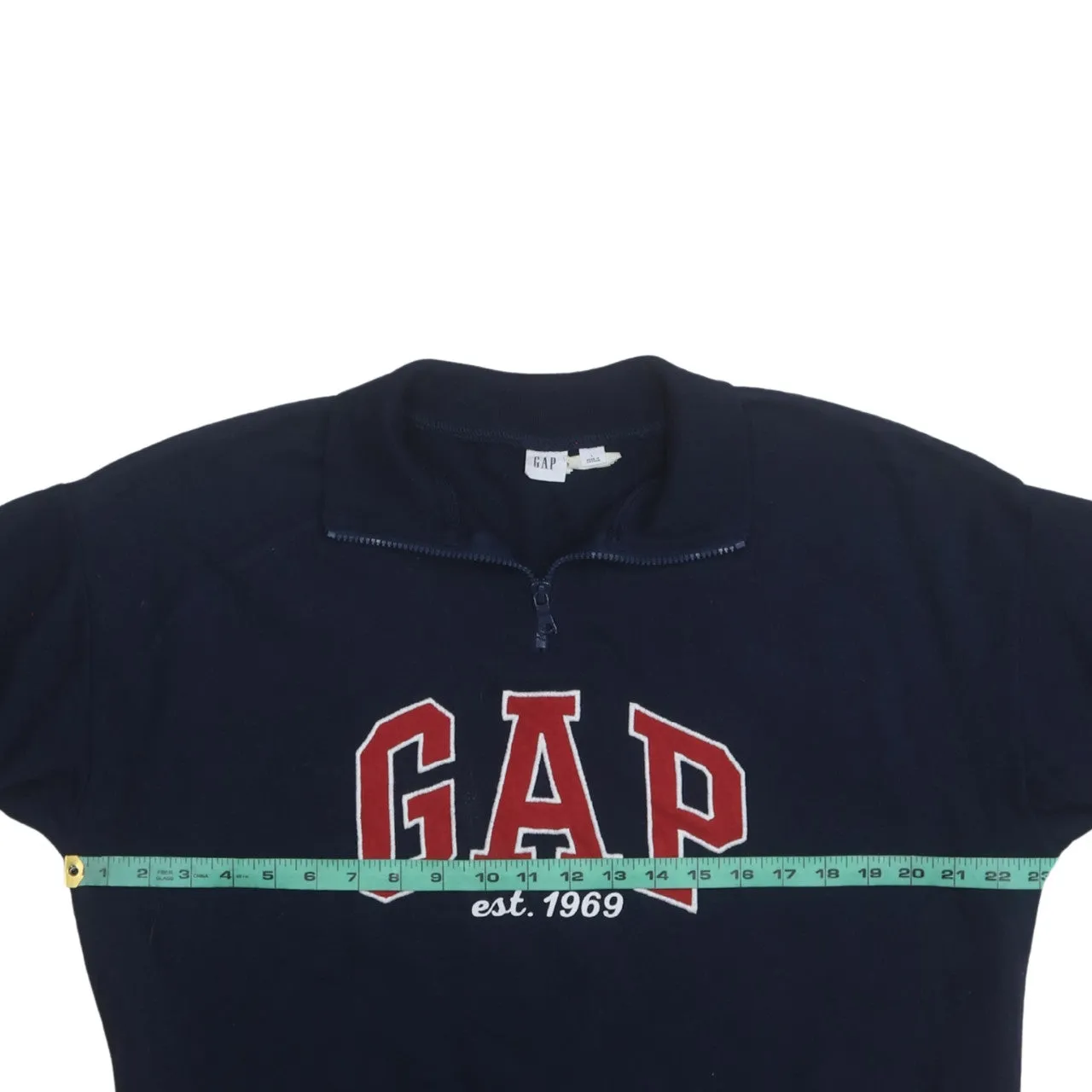 Gap Navy Blue Quarter Zip Sweatshirt Men's Large Embroidered Logo Ribbed Pullover Fleece Top sold by Vintage Club product image thumbnail 5