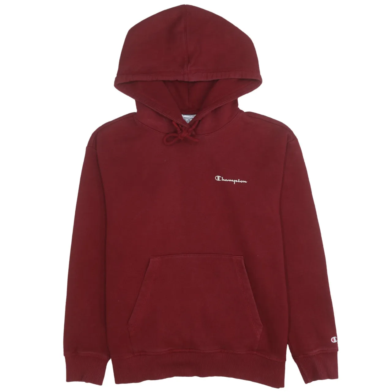 Champion Burgundy Red Hoodie Men's Medium Embroidered Logo Front Pocket Pullover Sweatshirt sold by Vintage Club